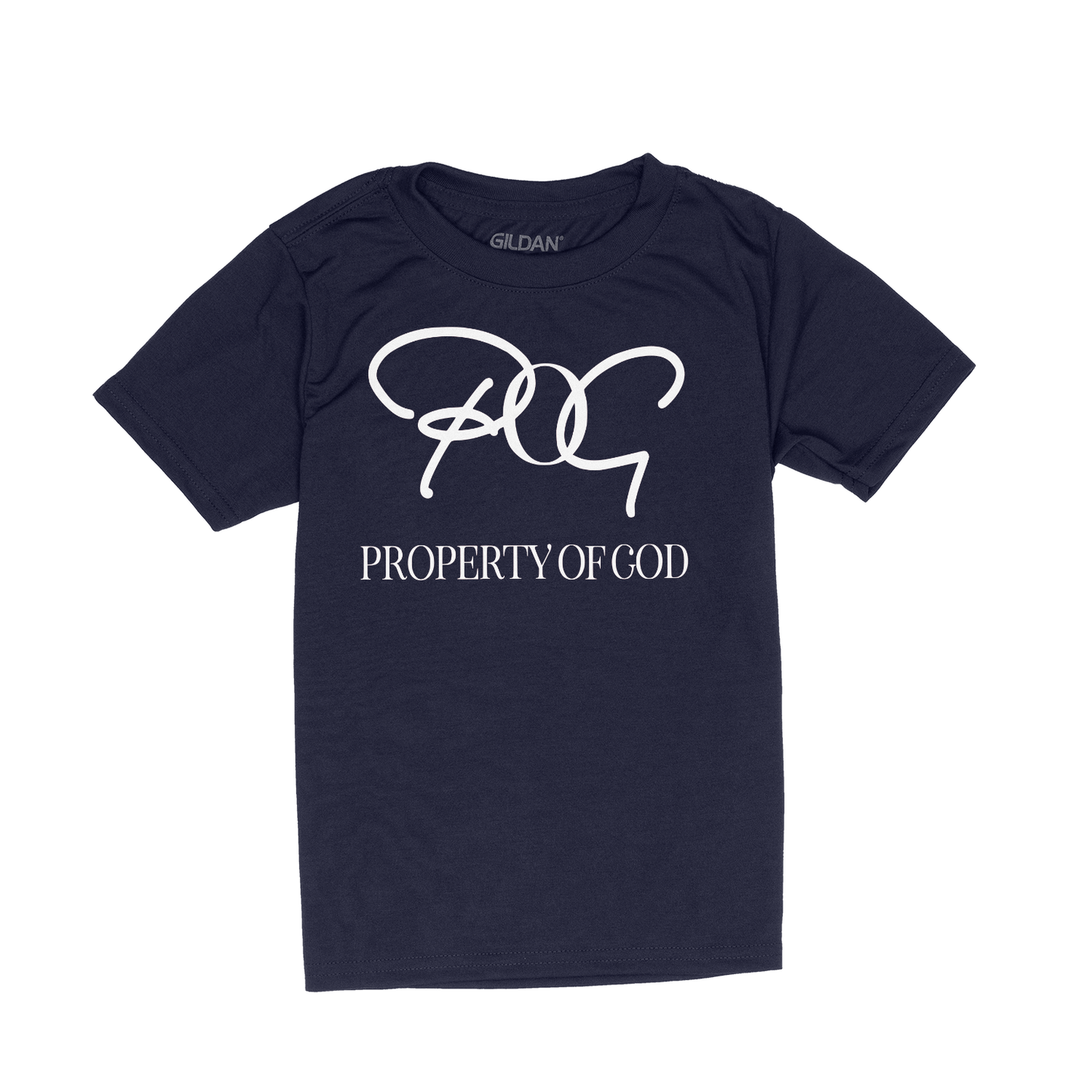 POG Kids Signature Oversized Logo T-Shirt- Navy