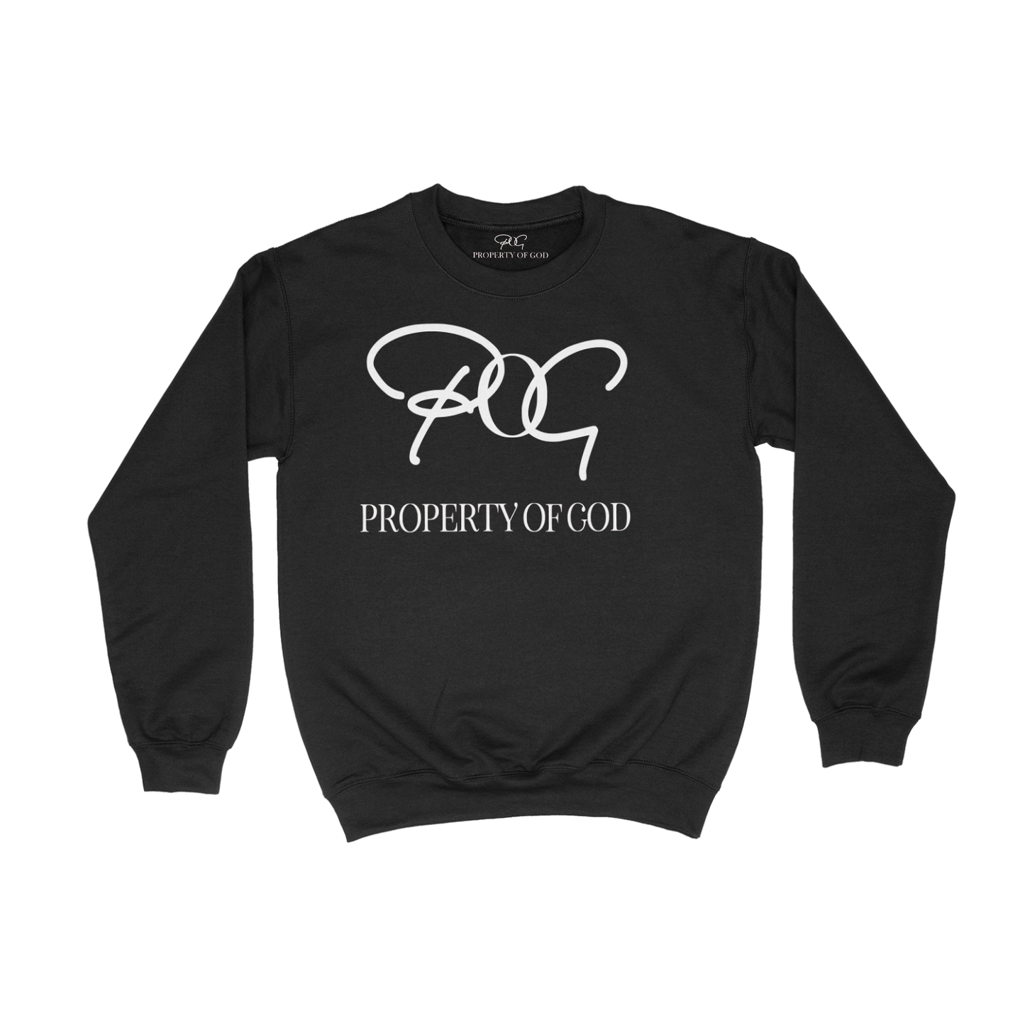 POG Signature Oversized Logo Crewneck- Black