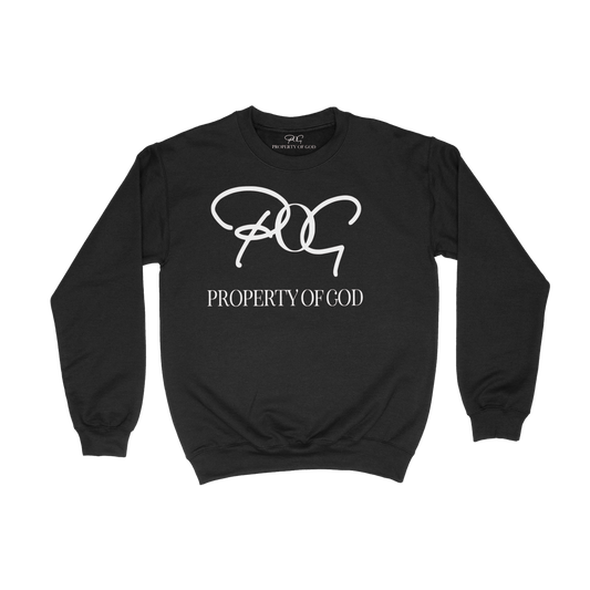 POG Signature Oversized Logo Crewneck- Black