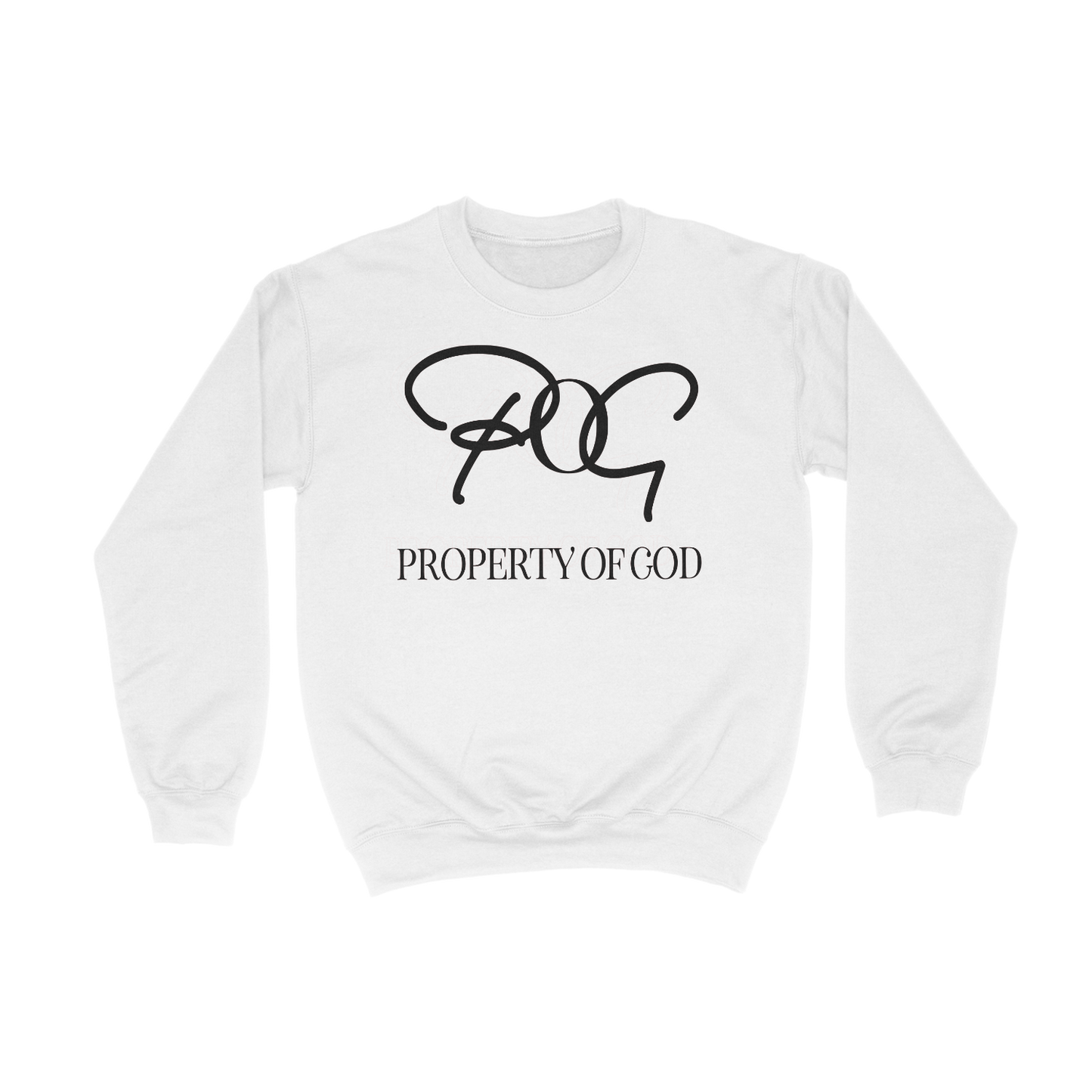 POG Signature Oversized Logo Crewneck- White