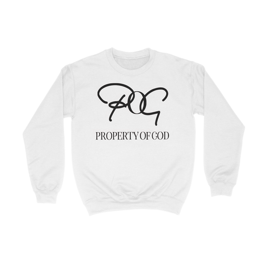 POG Signature Oversized Logo Crewneck- White