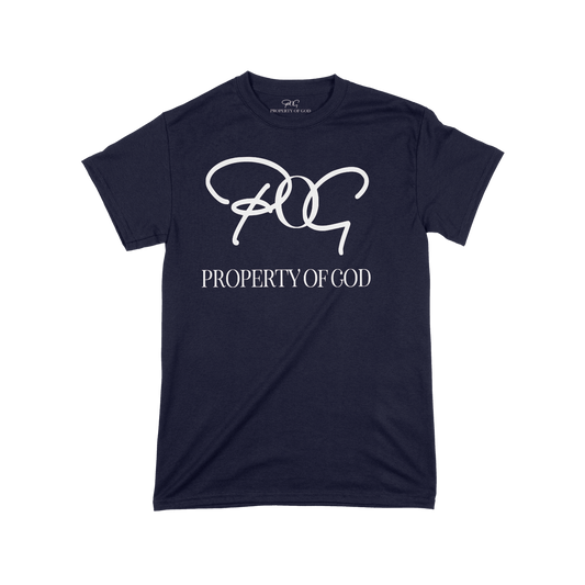 POG Signature Oversized Logo T-Shirt- Navy